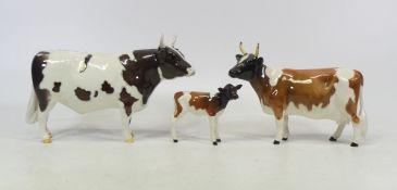 Beswick Ayrshire Bull Ch. 'Whitehall Mandate' no. 1454B, Ayrshire Cow 'Ickham Bessie' no. 1350 and