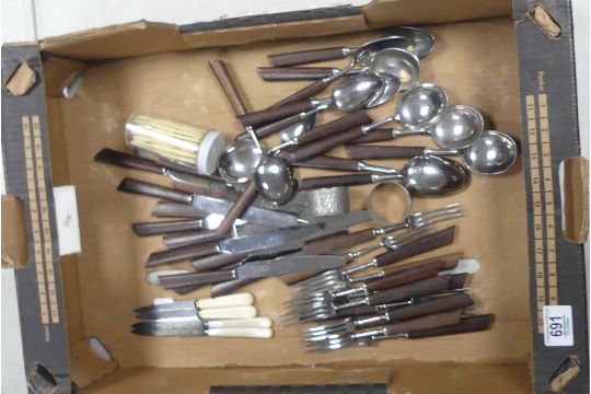 George Butler Sheffield Mid-Century Cutlery, Forks, Knives and Spoons together with small mother