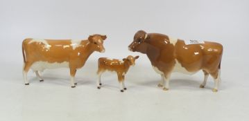 Beswick Guernsey Cattle Family Comprising: Bull Ch. Sabrina's Sir Richmond 14th 1451, Cow 1248A