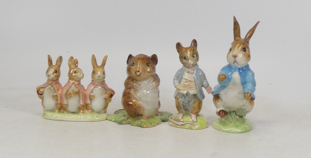 Beswick Beatrix Potter BP2 Figurines including Timmy Willie, Peter Rabbit, Flopsy Mopsy and