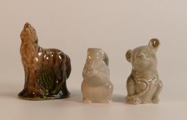 Three Wade Whimsies including prototype Squirrel and Wolf together with an unusual seated mouse in