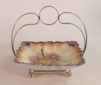 Carlton Blush ware metal mounted square Entrée dish, with Camellia decoration, by Wiltshaw &