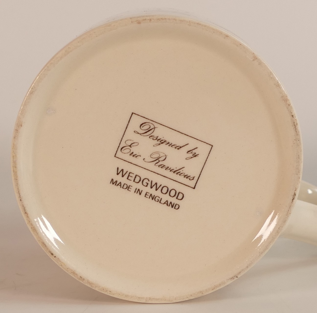 An original Wedgwood pottery Alphabet mug, designed by Eric Ravilious, printed in sepia on a white - Image 2 of 4