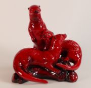 Peggy Davies Ruby Fusion Family of Otters group figure. Height: 26cm