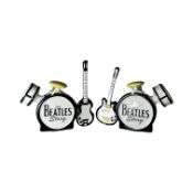 Lorna Bailey 'The Beatles Story' pair of teapots modelled as a drum kit. One features a model of