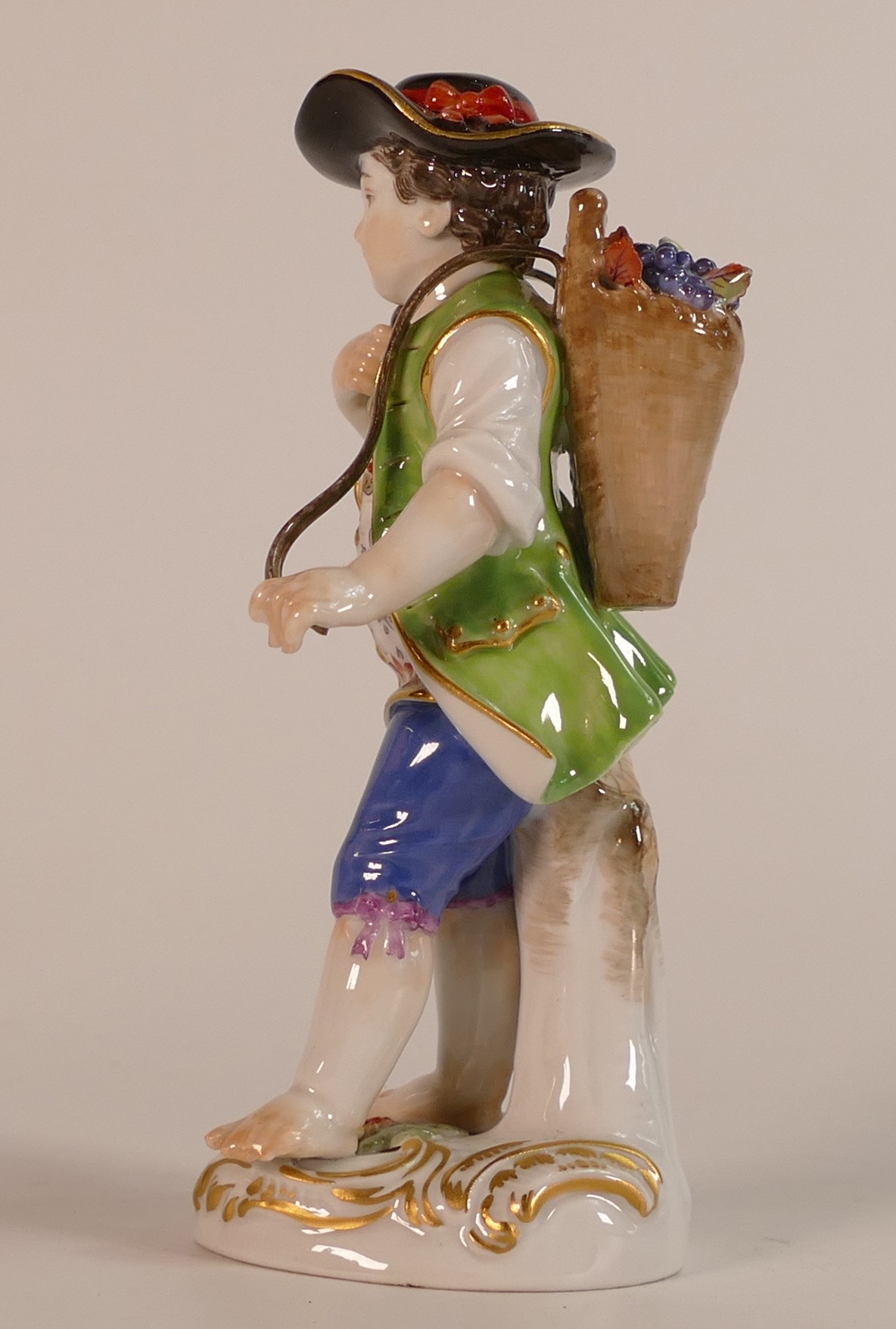 Meissen, Porcelain figure of a boy grape picker. Height: 12.5cm - Image 4 of 4