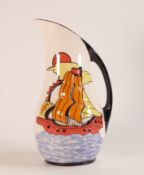An early Lorna Bailey Ellgreave Pottery ewer decorated with a ship. Height 26cm