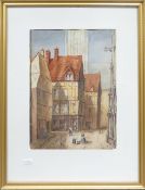 George S. STRAHAN (English, 20th Century) 'Rue Barthelamy, Rouen'. Watercolour on Paper, framed