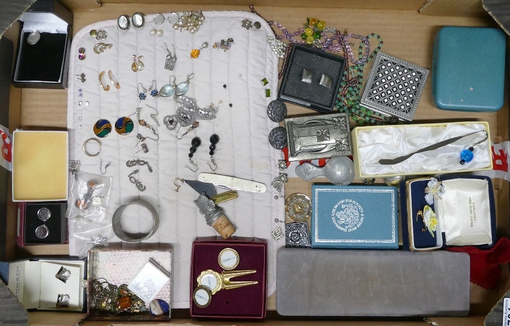 A Collection of Costume Jewellery including some Silver, inlcudes necklaces, brooches etc. (1 Tray)