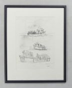 Helen L Robertson (Contemporary), 'Davey's Boat'. Pencil on paper. Framed behind glass. Incl.