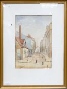 George S. STRAHAN (English, 20th Century). Continental Street Scene. Watercolour on Paper, framed
