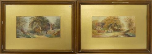 C. Keats (English, Early 20th Century) A Pair of Romantic Rural Scenes with Cottages and Figures.