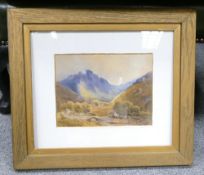 John Heaton (English, 19th Century) Mountainous Village Landscape. Watercolour on Paper. Framed