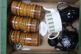 A Mixed Collection of Ceramics including Wade Country Storage Jars, Wedgwood Susie Cooper Teapot,