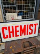 An old double sided perspex Chemist sign in Iron frame
