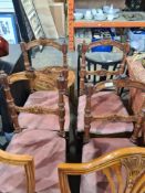 A set of 4 Victorian Rosewood dining chairs having turned supports