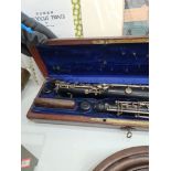 A late Victorian French Oboe by F. Loree, Paris in original fitted leather case