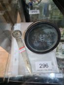 Of Automobilia interest, a silver plated letter opener for Albion Motors, Glasgow, A 1920s Tax Disc