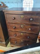 A small mahogany chest having 4 drawers and an early 20th Century bedside cupboard