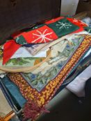 A suitcase of mixed vintage linen, etc