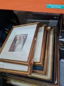 A tray of old coloured prints and others, some 19th Century