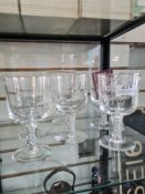 A set of 5 engraved Stuart goblets for the Maiden Voyage of RMS Queen Elizabeth II and one other unr