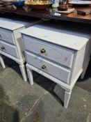 A pair of white painted 2 drawer bedside tables