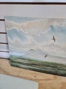 A pastel drawing of Donegal by E. M. Nevill and an unframed watercolour Peter Merrin