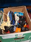 A selection of plastic model figures including Timpo, Britains, etc, together with some toys by Mego