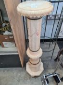 Ornate brass and marble column plant stand