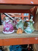 7 various Royal Doulton figures of ladies and one other Coalport example