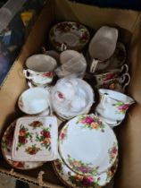 A small box of Royal Albert Old Country Roses china