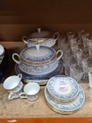 A selection of Noritake 'Kinglet' china and some crystal glasses