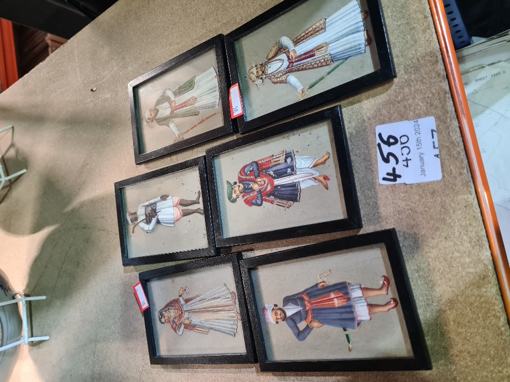 A selection of framed miniatures depicting portraits of Asian costumes - Image 2 of 2