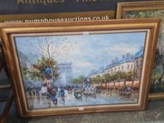 A modern oil painting of Parisian street scene early 1900s by Ray Summer 90.5x60cm