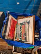 A large selection of various tin plate trains, track, model cars and sundry