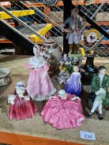 Four Royal Doulton figures, a Coalport figure of Martha and sundry