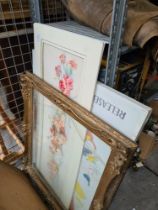 A quantity of pictures and a gilt frame