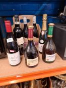 A selection of alcohol including Chianti, Champagne, etc