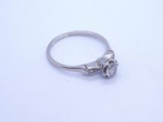 White metal solitaire diamond ring, approx 0.25 carat, marked Sterns, SS, size O, 2.7g approx