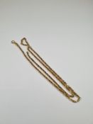 14K yellow gold box chain, with lobster clasp, 63cm, marked 14K approx 23.7g