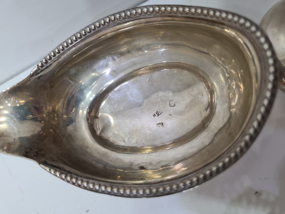 A Thomas Morley silver toddy ladle bowl AF, with a small silver tray and pierced silver dish, a smal - Image 4 of 10