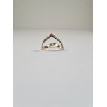 9ct yellow gold wishbone ring, marked 375, size N, Birmingham, JHN, approx 1.64g