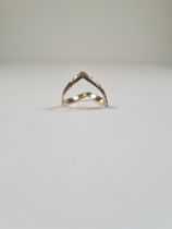 9ct yellow gold wishbone ring, marked 375, size N, Birmingham, JHN, approx 1.64g