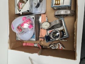 Box of modern fashion watches, including Sekonda, Blue Harbour, etc