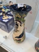 A modern Moorcroft vase, Ingleswood design decorated birds crazing to glaze, in original box, 31cm