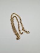 9ct yellow gold fancy link necklace, marked 375, 52cm, approx 7.48g