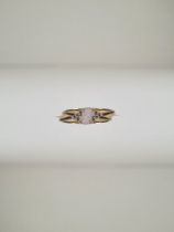 9ct gold dress ring, with oval pale stone, size S, marked 375, Birmingham, 1.87g approx