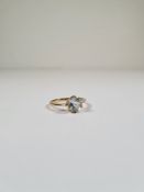 9ct yellow gold dress ring with round cut circular pale aquamarine, in claw mount, marked 375, size