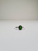 9K White dress ring set with oval faceted tourmaline, in 4 claw mount, marked 375, size O, Birmingha